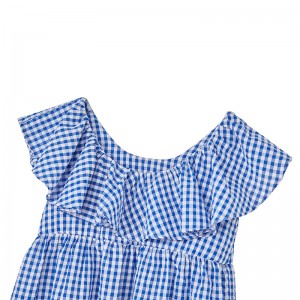 Váy trẻ em phong cách mùa hè Cotton YD Kiểm tra bé gái không tay với váy xếp nếp cho trẻ em