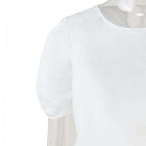 Summer Puff Shoulder White Dress Kawaida round-collar Wanawake Mini Dress