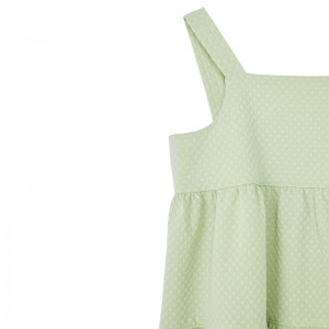 Veleprodaja ljetna visokokvalitetna dječja ležerna odjeća 100% pamuk s naboranim rukavima jednobojna haljina bez leđa