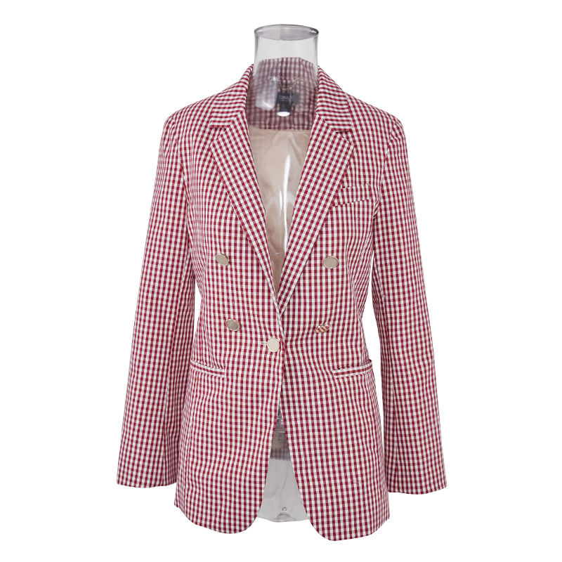 Latest Design Women Fashion Plaid Blazer Elegant Coat Suit Long Sleeve Turn Down Collar Jacket Leisure British Style Suit Featured Image