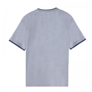 High Quality small MOQ Casual 100 Cotton T-Shirt custom Short Sleeve pocket T shirt Panelled Denim pocket tee for men