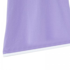 Користувальницька футболка з органічної бавовни, фіолетова м’яка жіноча футболка з круглим вирізом і вигнутим подолом