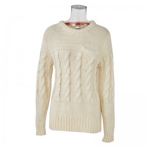 Custom Winter Knit Cotton Polyester Wool Cashmere Crew Neck Women Sweater
