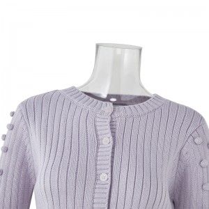 Factory custom Ladies short Crocheted Weaving Method Autumn Jacket Button Up Collar Women Knitted Cardigan