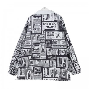 2020 New Fashion Printed Stand Collar Long Sleeve Jacket Polyester 100% Designer Casual Coat Men