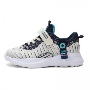 2021 cross-border foreign trade children’s shoes flying weaving mesh breathable in the big children’s leisure soft sole sports marathon running shoes