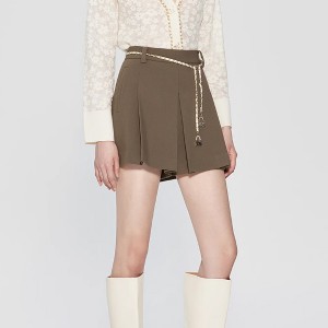 Short plissé taille haute pour femme, culotte trapèze ample et fine, nouvelle collection automne 2023