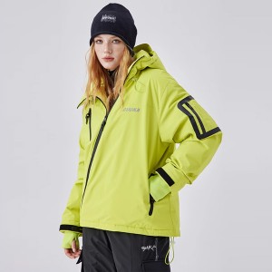 Fluorescent green 3-in-1 hardshell waterproof down jacket for men Golk heavy outdoor ski jacket thickened coat
