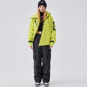 Fluorescent green 3-in-1 hardshell waterproof down jacket para sa mga lalaki Golk heavy outdoor ski jacket nga gibag-on nga coat
