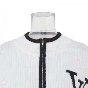 Custom Womens Winter Knitted Cardigan Turtleneck Tops Ladies Wool Designer High Neck Half Zipper Sweater Blouse