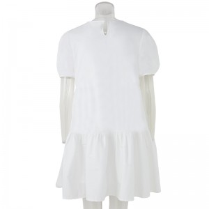Summer Puff Shoulder White Dress Casual round-collar Pambabaeng Mini Dress