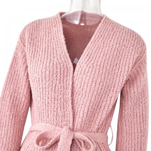 Žiemos mados atmosferos moteriškas megztinis ilgomis rankovėmis, laisvas megztas tvarsliava Ilgas itin ilgas megztinis