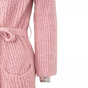 Winter Fashion Atmosphere Long Sleeve Loose Knitted Bandage Long Extra Long Cardigan Sweater Women