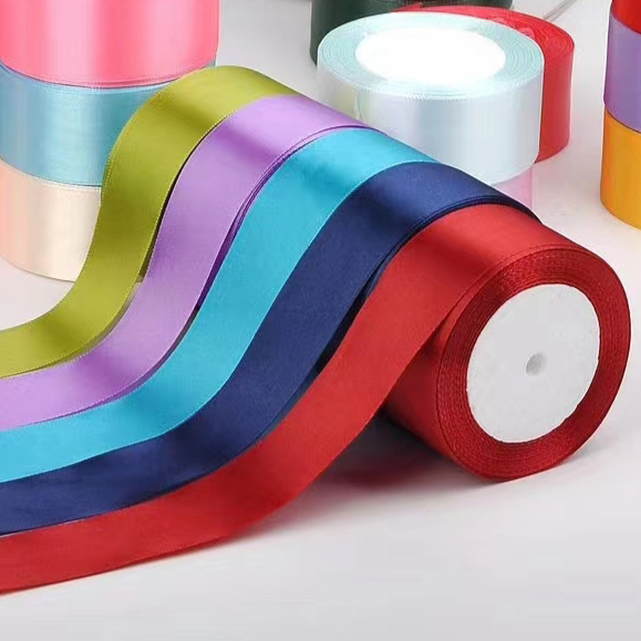 China Custom Solid Color Single Double Face Polyester Satin Ribbon In Roll Featured Image