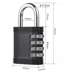 4-Digit Code Metal Padlock Cabinet Combination Lock Small Gym Lock WS-PL05