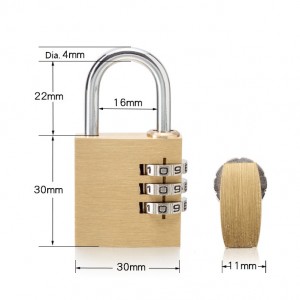 30mm Solid Brass 3-Dial Resettable Keyless Outdoor Combination Padlock WS-3030