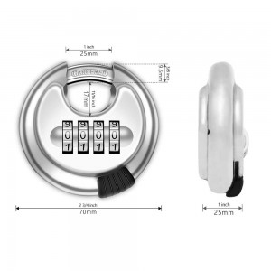 Stainless Steel Round 4 Digit Discus Lock Combination disc padlock WS-DP02