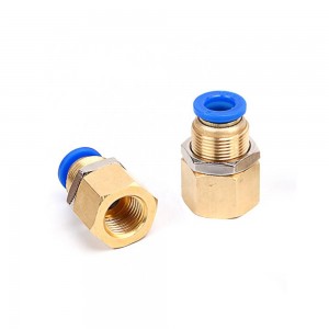one touch air hose tube quick connector female thread straight pneumatic brass bulkhead fitting