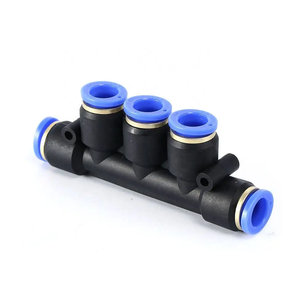 SPW Series push in connect triple branch union plastic air hose pu tube connector manifold union pneumatic 5 way fitting