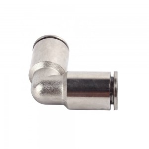 JPV Series push to quick connect L type pneumatic tube hose connector nickel-plated brass union elbow air fitting