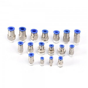 KCC Series brass plated pneumatic straight male threaded one-touch air stop fitting
