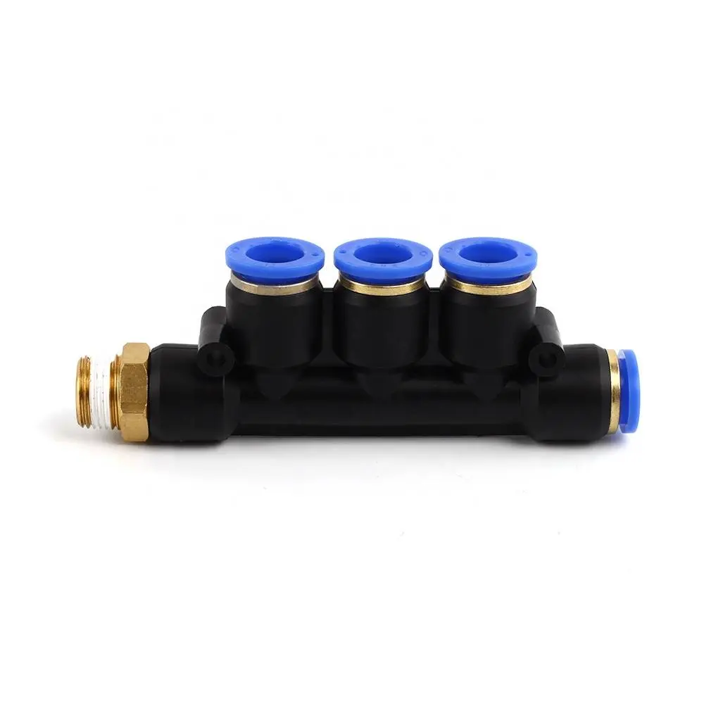 SPWB Series pneumatic one touch male thread triple branch reducing connector 5 way plastic air fitting for PU hose tube