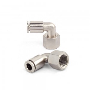 JPLF Series L type 90 degree female thread elbow air hose quick connector nickel-plated brass metal pneumatic fitting