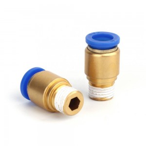 pneumatic one touch push to connect brass quick fitting air hose tube connector round male straight fitting