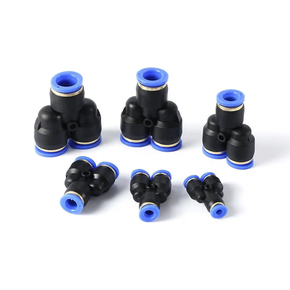 SPY Series one touch 3 way union air hose tube connector plastic Y type pneumatic quick fitting