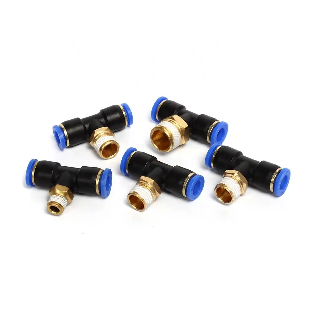 SPB Series pneumatic one touch T type fitting three way joint male branch tee plastic quick fitting air hose tube connector