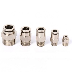 JPC Series one touch male straight air hose tube connector nickel-plated whole brass pneumatic quick fitting