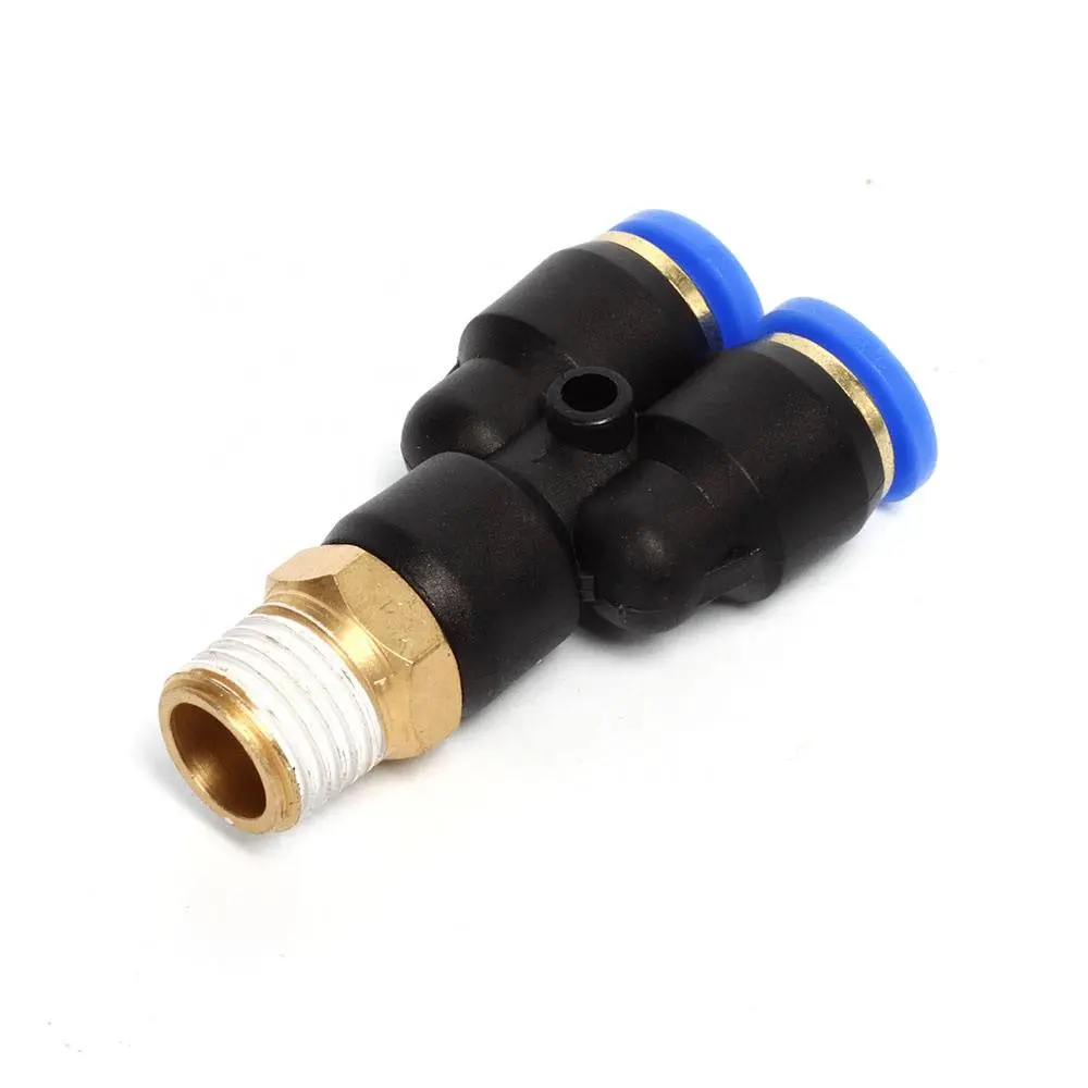 SPX Series one touch 3 way Y type tee male thread air hose tube connector plastic pneumatic quick fitting