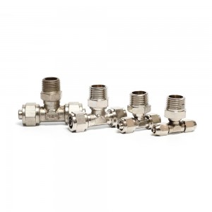 KLB series high quality three joint t type tube fitting pneumatic brass pipe fitting