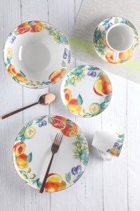 High reputation Porcelain Dinnerware - Orange fruit decal tableware – WELLWARES