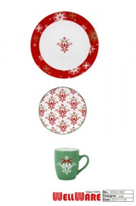 Hot Sale for Porcelain Coupe Shape - Christmas Collection porcelain 12 pieces Dinnerware Set – WELLWARES