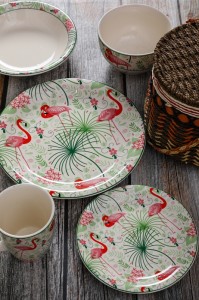 Flamingo pattern ceramic tableware set