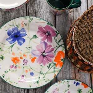 butterfly floral in glaze ceramic dinnerware
