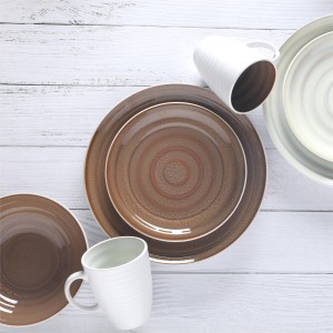Reactive Glaze Emboss Stoneware Tableware
