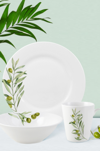 Olive collection Dinnerware Set 16 Pieces Porce...