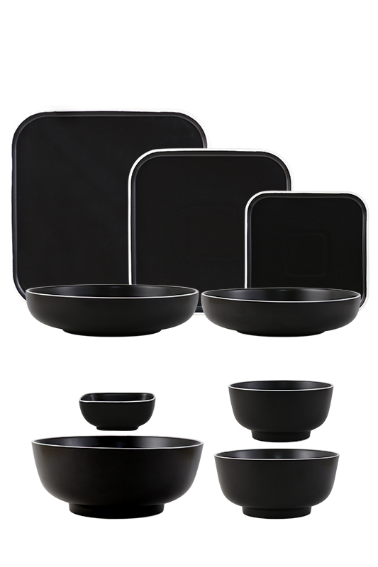 Trending Products Handmade Ceramic Dinner Set - Mix And Match Black Stand-Edge Design Stoneware Tableware  – WELLWARES
