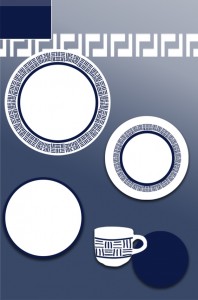 Minimalist blue line design tableware set