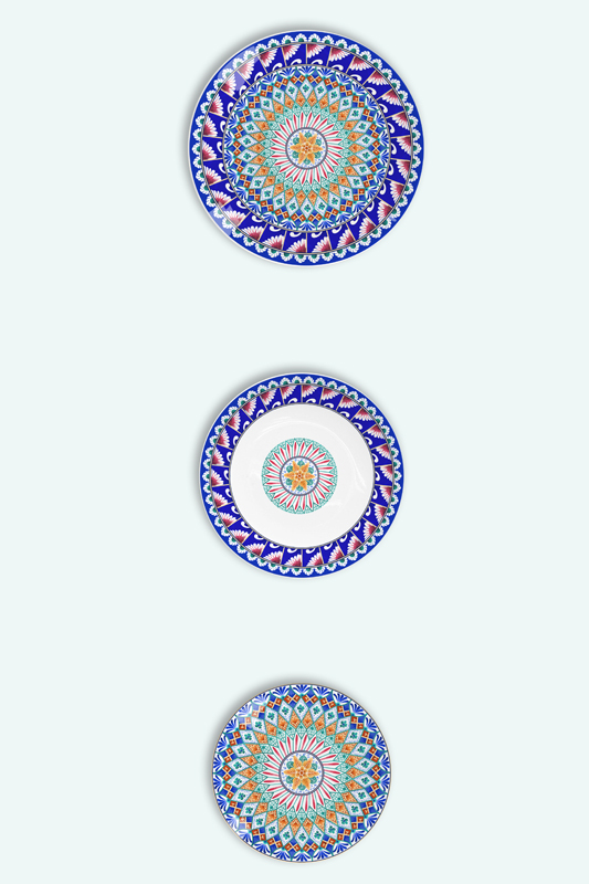 Fast delivery Blue Pottery Dinner Set - Kaleidoscope- 18pcs decal porcelain dinner set – WELLWARES