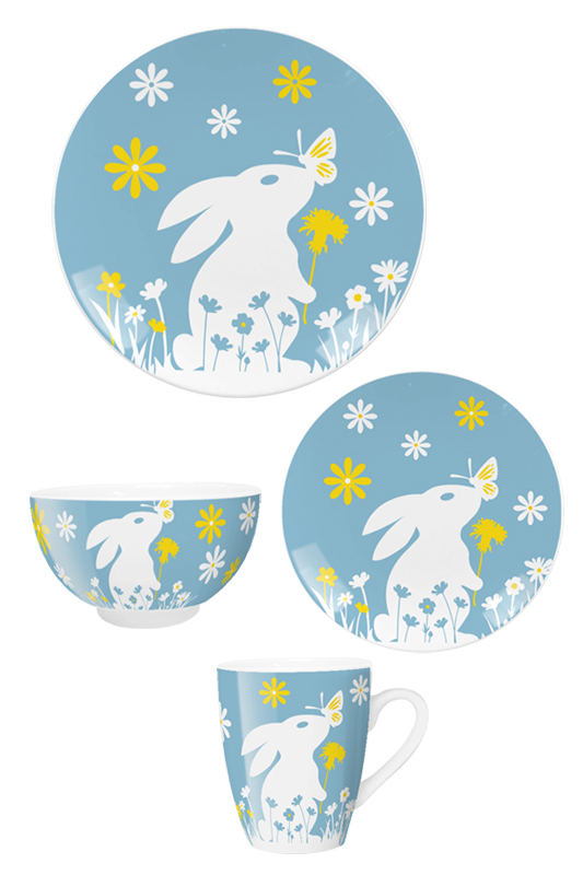 Professional Design Square Porcelain Dinnerware Sets - Easter Bunny collection- porcelain 16pc dinnerware set  – WELLWARES