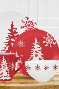 Good Quality Salad Plates Ceramic - Xmas in red and white Christmas special 16pc dinnerware set – WELLWARES