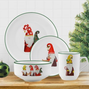 Santa gnome series 16pc dinnerware set