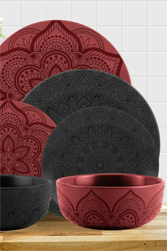 Fixed Competitive Price Rustic Pottery Dinnerware Sets - Colored Mandala 12 pc dinnerware set – WELLWARES
