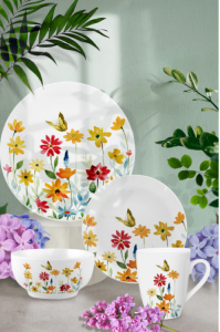 Flora and Herb Collection-12pcs porcelain dinner set