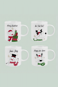 WWS simple Christmas mug set of 4