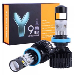 Y9-lenso malproksime kaj proksime de integra LED-lumo H7 H11 9005 9006