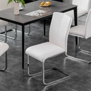White Dining Chair Upholstered Side Kitchen and Dining Room Chair